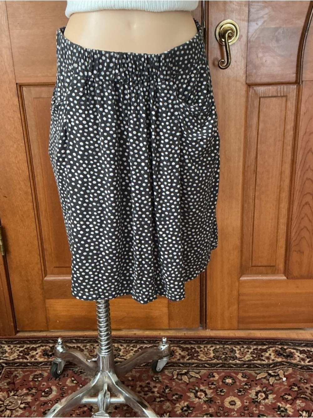 Daisy Fuentes Black Skirt with White Polka Dots